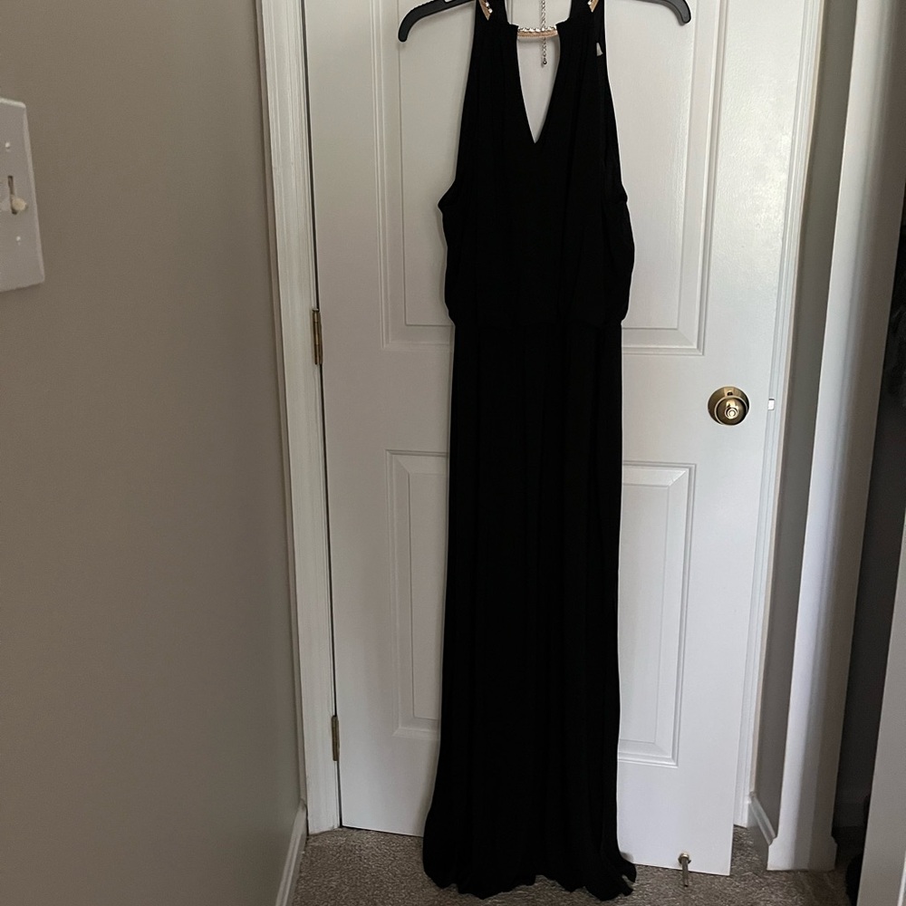 Bisou Bisou Black Halter Maxi Gown
